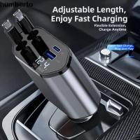 ราคา HUMBERTO Car Charger,Fast Charge Retractable Cable Car Charger,Fast Charging 4 IN 1 120W USB Type C Car Charger Universal สําหรับรถยนต์ (49910477301)