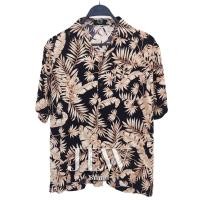 ราคา เสื้อฮาวาย ผ้านิ่ม ลายดำใบทอง M L XL Oversize คอฮาวาย JLW BRAND ผ้าเรย่อน (26650048920)