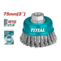 ราคา TOTAL แปรงลวดถ้วยถักเปีย 3" เกลียว M10x1.5 TAC320312 แปรงลวดถ้วยทองเหลือง 3" M10x1.5 TAC310312 / 4” M14x2 TAC31041 (29207788470)