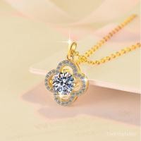 ราคา แฟชั่นเกาหลี925สร้อยคอเงินแท้ชุบ18k จี้ทองสำหรับผู้หญิง, สร้อยคอโมอิสซาไนต์รูปใบโคลเวอร์สี่แฉก W9IL (58161141272)