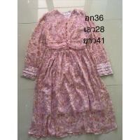 ราคา เดรสชีฟองสีชมพู สีหวานละมุน มือสอง (58104848355)