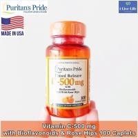 ราคา วิตามินซี Time Release Vitamin C-500 mg with Bioflavonoids & Rose Hips 100 Caplets - Puritan's Pride (4823211991)