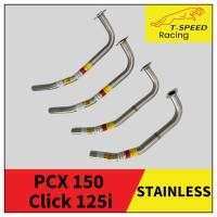 ราคา [ฟรีประเก็นปากท่อ] คอท่อ Honda PCX 150 เก่า /Click 125i เก่า 2017 สแตนเลส 304/ เหล็กชุบ Size 25/ 25-28/ 28/ 28-32/ 32 mm (16734294186)