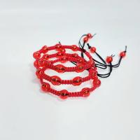 ราคา สร้อยข้อมือเชือกถักลูกปัดมุก / ลูกปัดสีแดง /ลูกปัดเงิน งาน Handmade ปรับระดับได้ (42618577323)