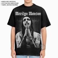 ราคา Marilyn Manson MM Band เสื้อยืด Rock Industrial Metal Glam Gothic Bootleg เสื้อยืด Unisex - ใบหน้า (56758649951)