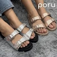 ราคา [ส่งฟรี]PORU รองเท้าแตะผู้หญิงแฟชั่นสไตล์เกาหลี โฮโลแกรม พื้นนุ่มพิเศษ ปรับสายได้ ไซส์ 36-40 (56906649550)