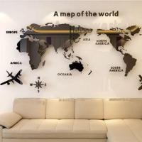 ราคา ✨สติ๊กเกอร์ติดผนังอะคริลิค 3D ลายแผนที่โลก A map of the world สีดำ แต่งบ้าน แต่งออฟฟิส แผนที่ พร้อมส่ง (22137460351)