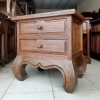 ราคา ตู้ไม้สักแท้ ขาคู้ ตู้ข้างเตียง (teak bedside cabinet) กว้าง 50 x ลึก 35 x สูง 50 cm. สีเสี้ยนดำน้ำตาล 2 ลิ้นชัก (43612109272)