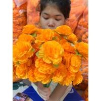ราคา ดอกดาวเรือง (ช่อดอกดาวเรือง สีส้มทอง 1ช่อ 5ดอก 1มัดได้10ช่อ สุดคุ้ม) ดอกเรืองจัดแจกัน ดอกดาวเรืองปลอม ดอกไม้ปลอม (29051524605)