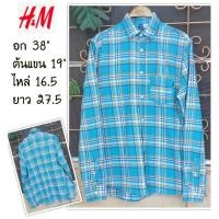 ราคา H&M เสื้อเชิ้ตผู้ชายลายสก๊อต แบรนด์เนมแท้ มือสองสภาพนางฟ้า (6191353464)