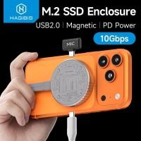 ราคา Hagibis แม่เหล็ก M.2 2230 NVMe SSD สําหรับ Magsafe สําหรับ iPhone 16/15 Pro ProRes USB C 3.2 Gen2 10Gbps ถึง NVMe PCI-E อะแดปเตอร์อลูมิเนียมภายนอก SSD สําหรับ MacBook iPad Pro (27953971269)
