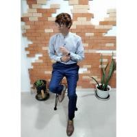 ราคา เสื้อเชิ้ตสีขาวลายตารางคอจีน (5093092424)
