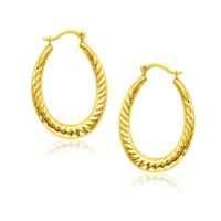 ราคา Nathalias NY ต่างหูห่วงทองคำแท้ 14K ทรงวงรี ลายเท็กซ์เจอร์หรูหรา | ไม่ชุบ ไม่ลอก ทองเค เสริมดวง (53309704383)