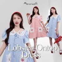 ราคา DW257 Lobster Ontop Dress :ชุดเดรสสั้นทรงปล่อย ผ้าพื้นทอลินินป่านผสมโพลี คอวีปกบัวแหลม (27740073179)