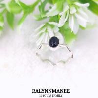 ราคา RA017 แหวนนิลแท้ ( Natural Onyx ) ตัวเรือนเงินแท้925 ชุบทองคำขาว ไซส์58 ไซส์อื่นมีค่าแก้ไซส์ +250 บาท (22425939607)