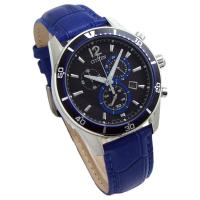 ราคา [Direct from Japan] CITIZEN Eco-Drive Chronograph นาฬิกาพลังแสงอาทิตย์ สายหนังแท้ เปลี่ยนสายได้ สีฟ้า [นำเข้า] (50511003193)