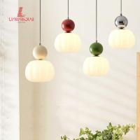 ราคา Cream Style Bedroom Pendant Light Modern Minimalist Children's Bedside Pendant Light Creative Pumpkin Lamp Nordic Dining (40027731703)