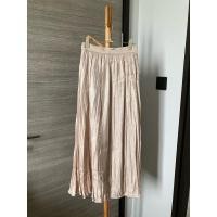 ราคา SALOON japan size M กระโปรงอัดพลีทผ้าซาติน สีครีมด้ายสีทอง (28920069133)