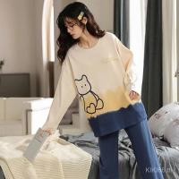 ราคา ชุดนอนแขนยาวสำหรับผู้หญิง ทำจากผ้าฝ้ายแท้ สไตล์น่ารักสำหรับฤดูใบไม้ผลิและฤดูใบไม้ร่วง (44957872713)