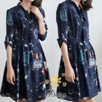 ราคา ชุดเดรสผ้าจอเจียร์เนื้อดีซิลพิมพ์ลายกาแลคซี่ (155598265)