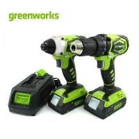 ราคา GREENWORKS สว่านโรตารี่ไร้สาย+สว่านกระแทกไร้สาย (พร้อมแบตเตอรี่) 24 โวลต์ รุ่น 1300602