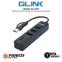 ราคา GLINK USB HUB CARD READER (GL-U03)-USB 3.0 & USB-C TO USB 3.0 1 + USB 2.0 2 + SD / TF CARD READER (51106628020)