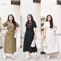 ราคา ชุดเซท 2 ชิ้น เสื้อเชิ้ตแขนสั้น คู่กับ กระโปรงยาว มีกระเป๋าข้าง รุ่นนี้ใครเป็นสาย แฟชั่นสาวอวบเสื้อผ้าสาวไซส์ใหญ่สาวอ้วน (23536398651)