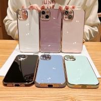 ราคา เคส ขอบทอง แบบนิ่ม สำหรับ iPhone 6 6S 7 8 Se2 11 11Promax 12 12Pro max 13 13Pro max 14 14Pro max เคสฝาหลัง สีสวย น่ารัก (28710792087)