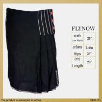 ราคา USED Flynow - Black Pleated Wrap Skirt | กระโปรงสั้นสีดำ เอวปกติ กระโปรงป้ายหน้า พลีท ทำงาน สีพื้น แท้ มือสอง (1421120019)