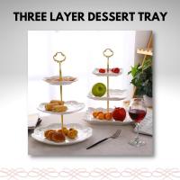 ราคา ถาดใส่ขนมเซรามิกสามชั้น / จานเค้กซ้อน 3 ชั้น (54801557492)