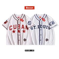 ราคา เสื้อแฟชั่น เสื้อกีฬาเบสบอล มีกระดุมจริง ใส่ได้ทั้งชาย-หญิงโอเวอร์ไซส์ (45304203942)