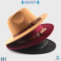 ราคา SNOWY Felt Fedora หมวก, วินเทจพร้อมเข็มขัดหัวเข็มขัดปานามาหมวก, แฟชั่นนุ่ม Elegant กว้าง Brim หมวกคาวบอยผู้ชายผู้หญิง (57658447982)