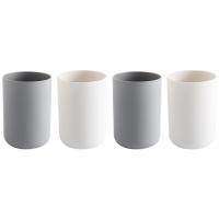 ราคา Frcolor 4-Pack Lightweight Portable Travel Rinsing Cup in Gray and White, Simple Design, Dual Use as Toothbrush Holder, Bathroom Toothbrush Cup./ Direct from JAPAN (57358277914)