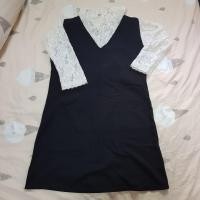 ราคา เซทเสื้อลูกไม้สีครีม คลุมทับด้วยเดรสแชนกุดสีดำ (3235983842)