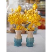 ราคา แจกัน บัวทอง บัวเงิน ดอกไม้พร้อมแจกัน สำหรับไว้พระ แพคคู่ ขนาด 22 cm คละสีแจกัน (7218951061)
