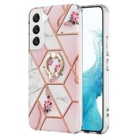 ราคา พร้อมส่ง สําหรับ Samsung Galaxy S22 5G Splicing Marble Flower Pattern TPU Ring Holder Case (29094845381)