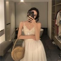 ราคา KAPAN พร้อมส่ง เดรสสายเดี่ยว เดรสไปงาน แต่งปักเลื่อม สม็อคหลัง มี2สีขาวครีม, ดำ ฟรีไซส์ KP54 (5236778790)