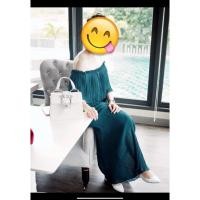 ราคา ชุดเดรสยาว ผ้าอัดพลีท สีเขียว (43954297907)