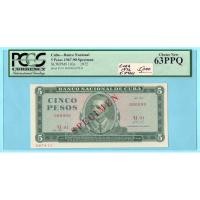 ราคา Cuba, 5 Pesos 1972- PCGS 63PPQ Choice New *SPECIMEN* (24139759622)