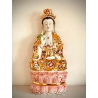 ราคา พระแม่กวนอิม งานกระเบื้องกังไส น้ำทองลายบ่วงฮวย งานเก่า ปราณีต งดงามมาก สูง 22 นิ้ว (26817492126)