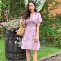 ราคา Hi-so floral dress เดรสย้วยทรงสวิง ผ้าชีฟองทรายพิมพ์ลาย(087) (2356532885)