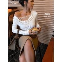 ราคา (READY NOW) GRANDY - Kiah Sheer Lace Top / Semi-Transparent Womens Top (42124654718)