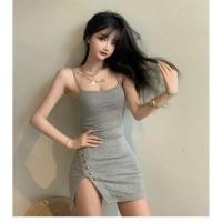 ราคา พร้อมส่งมินิเดรสสายเดี่ยวแหวกขา (3857851018)