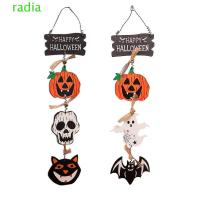 ราคา RADIANTZAP ฮาโลวีนฟักทอง Ghost Plaque, ไม้แขวนฟักทองประตูจี้, Creative Skeleton Bat Ghost Funny Trick หรือรักษา Happy Halloween ตกแต่งตกแต่งบ้าน (48158180822)