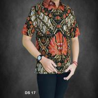 ราคา KEMEJA เสื้อเชิ้ตผ้าบาติกแขนสั้นผู้ชายลายดอกไม้ DS 17 (9226281242)