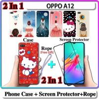 ราคา 2 IN 1 เคส OPPO A12 เคส พร้อมกระจกนิรภัยโค้ง ป้องกันหน้าจอ เซรามิค สําหรับเด็กผู้หญิง และคิตตี้ (17530369286)