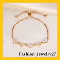 ราคา สร้อยข้อมือเชือกพลอยสีขาวรักผู้หญิงใหม่สีทอง (43679761358)