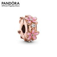 ราคา Pandora Pink Daisy Spacer Clip Charm คลิปดอกไม้โรสโกลด์ แพนโดร่า มือสอง ของแท้ (41219079441)