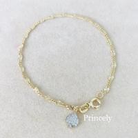 ราคา Princely สร้อยข้อมือทองเคแท้ 9K ลายดอกไม้พร้อมจี้ใบโพธิ์ (4501980375)