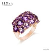 ราคา Lenya Jewelry แหวนพลอยอเมทิสต์ (Amethyst) ประดับพลอยสีม่วงเข้มขนาบด้วยพลอยสีม่วงอ่อน บนตัวเรือนเงิ (24390173675)